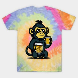 Cartoonish Monkey With Beer Mug T-Shirt